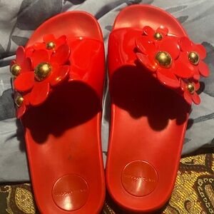 Marc Jacobs Red Floral Slide Clogs